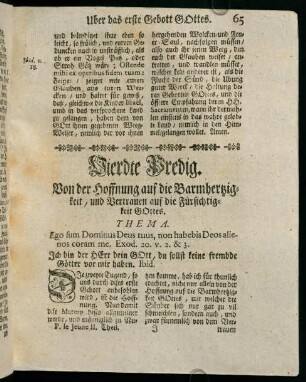 65-89, Vierdte Predig. Von der Hoffnung auf die Barmhertzigkeit, und Vertrauen auf die Fürsichtigkeit Gottes