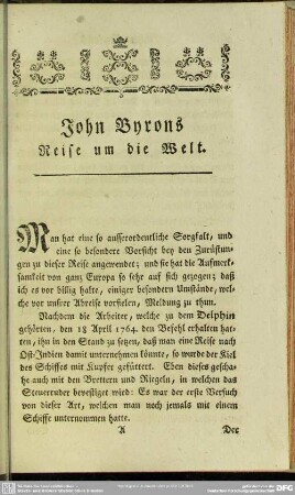 John Byrons Reise um die Welt