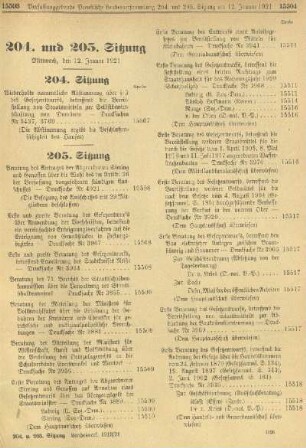 204. und 205. Sitzung. Mittwoch den 12. Januar 1921