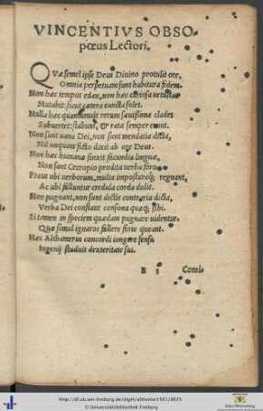 Vincentius Obsopœus Lectori