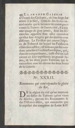 No. XXXII. Renommées qui vont répandre la gloire du Roi.