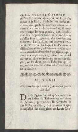No. XXXII. Renommées qui vont répandre la gloire du Roi.