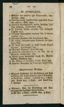 30-33, In Duodecimo - Andere ungebundene Bücher