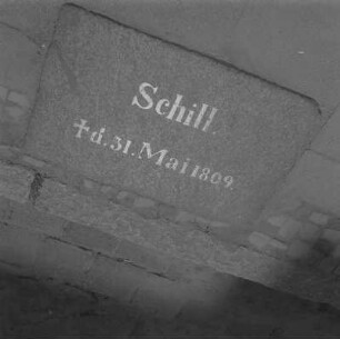Stralsund. Gedenkplatte für Ferdinand Baptista von Schill