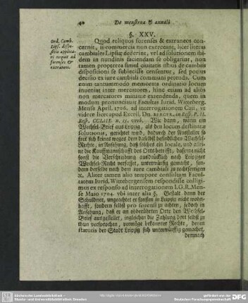 § XXV. Ord. Camb. Lips. dispositio applicari nequit ad forenses & extraneos