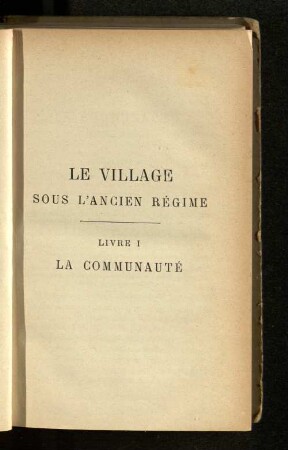 Livre I La Communauté