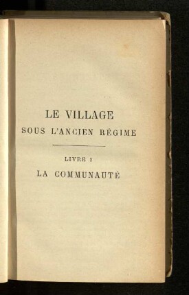 Livre I La Communauté