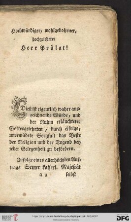 Hochwürdiger, wohlgebohrner, hochgelehrter Herr Prälat!