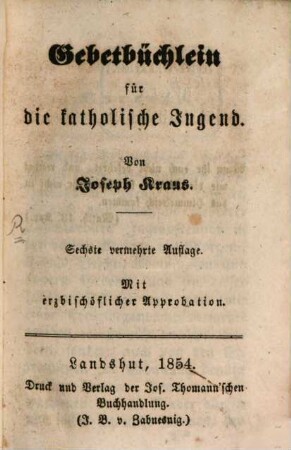 Gebetbüchlein für die katholische Jugend