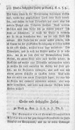 Sechs und sechzigster Zusatz zu Buch 4. Kap. 3. §. 6. u. 7. Bd. 1.