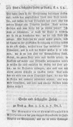 Sechs und sechzigster Zusatz zu Buch 4. Kap. 3. §. 6. u. 7. Bd. 1.