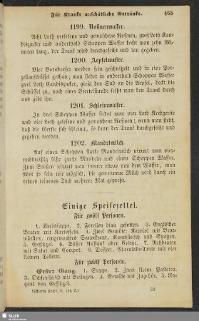 Einige Speisezettel