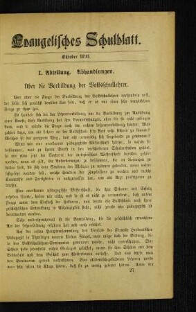 Über die Vorbildung der Volksschullehrer