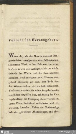 Vorrede des Herausgebers