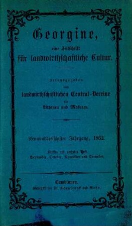 Neunundzwanzigster Jahrgang, 1862. Fünftes und sechstes Heft. September, October, November und December.