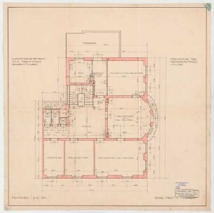 Thiersch, Friedrich von; München; Haus Pechmann - Grundriss OG