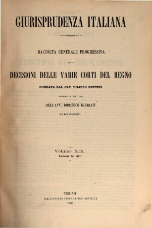 Giurisprudenza italiana. 19. 1867