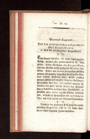 Viertes Capitel. Von den arithmetischen und geometrischen Progressionen.