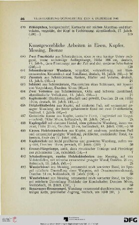 Kunstgewerbliche Arbeiten in Eisen, Kupfer, Messing, Bronze (Nr. 480-519)