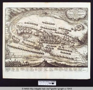 Abbildung des Haupt Treffens zwischen den Chur Bayrischen, und Frantzösischen Armeen, bey Allerheim geschehen den 3. Augusti Anno 1645