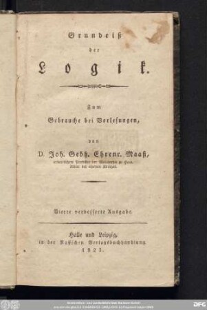 Grundriß der Logik : Zum Gebrauche bei Vorlesungen