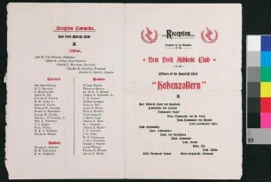 Reception - New York Athletic Club - to the Officers of the Imperial Yacht "Hohenzollern"