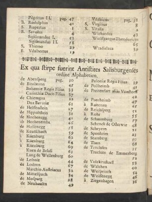 Ex qua stirpe fuerint Antistites Salisburgenses ordine Alphabetico.