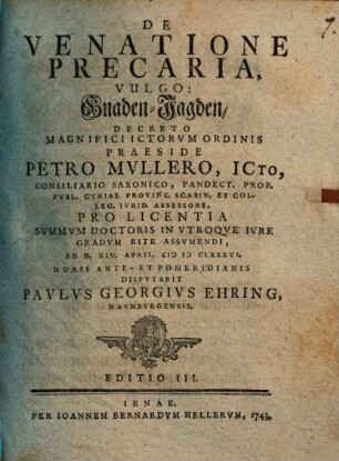 De venatione precaria