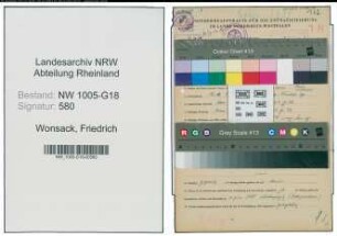 Entnazifizierung Friedrich Wonsack , geb. 13.12.1897 (Schuhmacher)