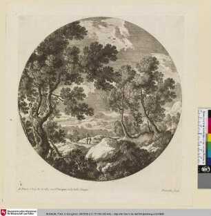 [Landschaft mit Wanderern und Bäumen]