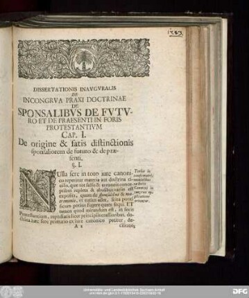Dissertatio Inauguralis De Incongrua Praxi Doctrinae De Sponsalibus De Futuro Et De Praesenti In Foris Protestantium