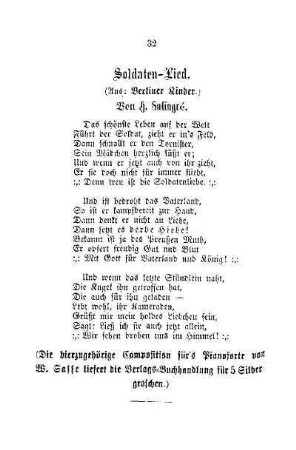 Soldaten-Lied (Aus: Berliner Kinder), von H. Salingré