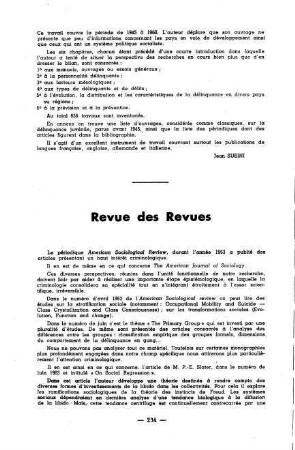 234-255, Revue des Revues