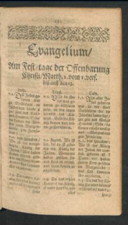Evangelium/ Am Fest-tage der Offenbarung Christi