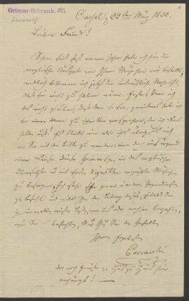 Brief an Jacob Grimm und Wilhelm Grimm : 22.03.1830