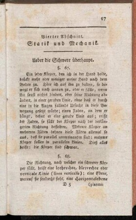 Vierter Abschnitt. Statik und Mechanik