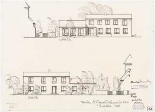 Evangelisches Gemeindehaus, Berlin-Gatow Erweiterung: Ansicht Ost-West 1:100