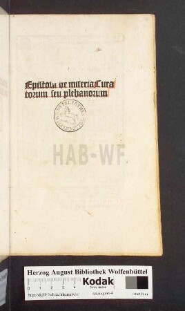 Epistola de miseria Curatorum seu plebanorum