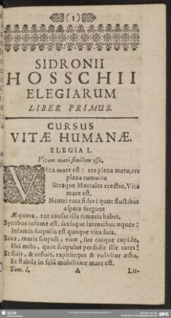 Elegiarum Liber Primus