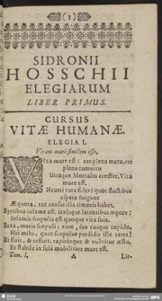 Elegiarum Liber Primus
