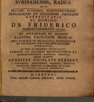 Diss. inaug. med. de cassavae, amarae, Surinamensis, radice