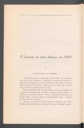 O fracasso de uma alliança em 1869