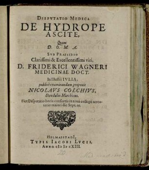Disputatio Medica De Hydrope Ascite