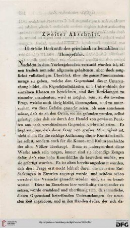 Zweiter Abschnitt: Über die Herkunft der griechischen bemahlten Thongefässe