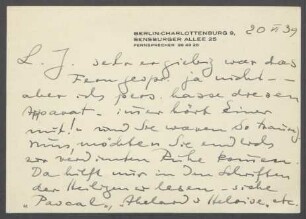 Brief von Georg Kolbe an Julia Hauff