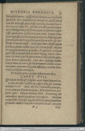 Caput XVII. De Boleslao sexto decimo Bohemorum duce