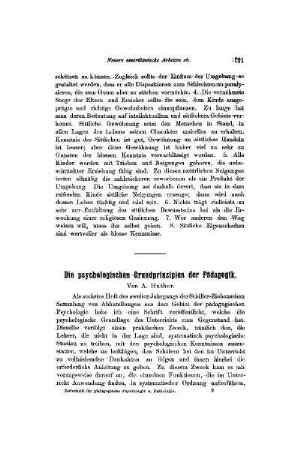 Die psychologischen Grundprinzipien der Pädagogik