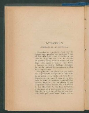 Intenciones : (Programa de "La Protesta")