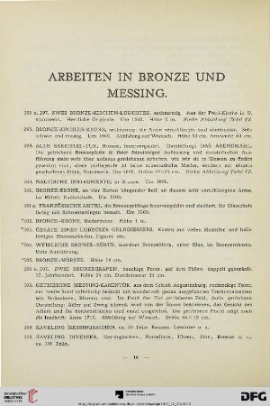 Arbeiten in Bronze und Messing (Nr. 296-316)