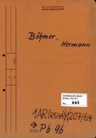 Personenheft Hermann Böhmer (*26.04.1887), Amtsrat